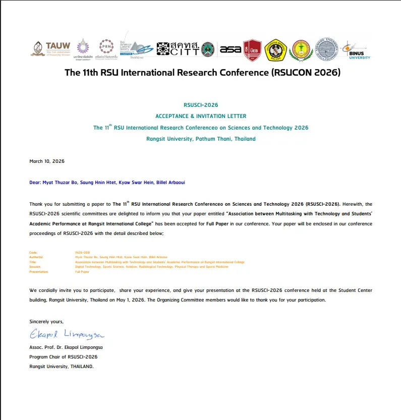 Acceptance and invitation letter from the RSU International Research Conference 2026