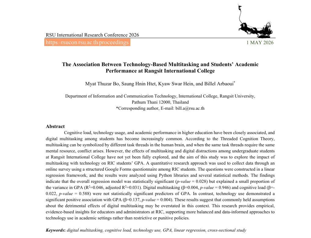 First page of the published paper, with its title, the four authors and the abstract
